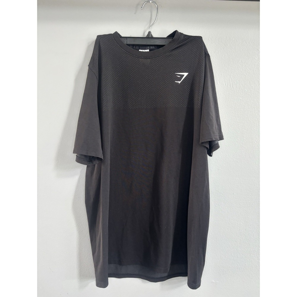 Gymshark Shirt Mens M Black Short Sleeve Chest Logo Casual Activewear Gym